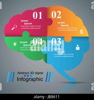 Gehirn-Infografik und Business-Symbol. Stock Vektor