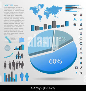 Bild von verschiedenen Infografik Elemente isoliert auf einem weißen Hintergrund. Stockfoto