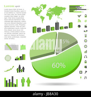 Bild von verschiedenen Infografik Elemente isoliert auf einem weißen Hintergrund. Stockfoto