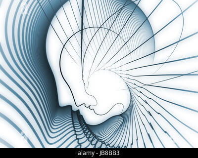 Geometrie der Seele-Serie. Optisch ansprechende Komposition von Profillinien des menschlichen Kopfes als Hintergrund dienen funktioniert auf Bildung, Wissenschaft, Technik und Grafik-design Stockfoto