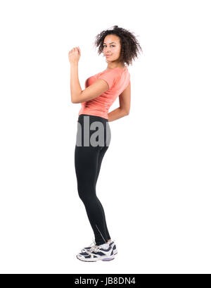 Freigestelltes Foto Einer Jungen Sportlerin Beim Zumba Stockfoto