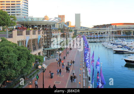 Menschen besuchen Darling Harbour in Sydney Australia. Stockfoto