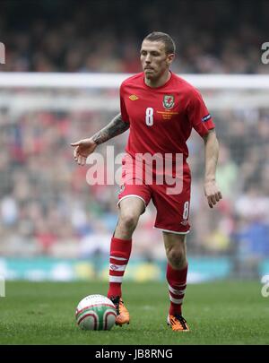 CRAIG BELLAMY WALES CARDIFF CITY FC WALES & CARDIFF CITY FC MILLENIUM Stadion CARDIFF WALES 26. März 2011 Stockfoto