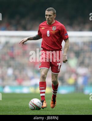 CRAIG BELLAMY WALES CARDIFF CITY FC WALES & CARDIFF CITY FC MILLENIUM Stadion CARDIFF WALES 26. März 2011 Stockfoto