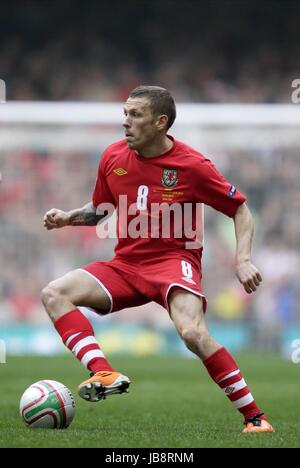 CRAIG BELLAMY WALES CARDIFF CITY FC WALES & CARDIFF CITY FC MILLENIUM Stadion CARDIFF WALES 26. März 2011 Stockfoto