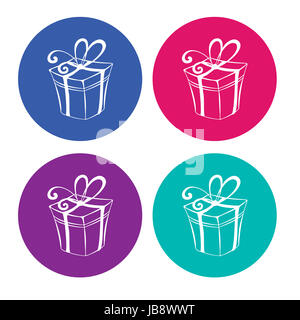 Reihe von bunten Icons von Geschenk-Boxen-Vektor-Version. Stockfoto