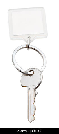 eine home-Taste und quadratischen Schlüsselbund auf Ring isoliert auf weißem Hintergrund Stockfoto