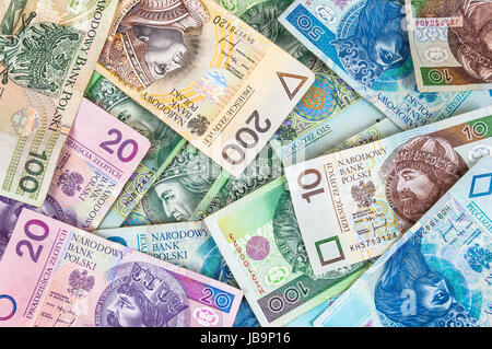 Hintergrund hat der polnische Banknoten (polnische Zloty) Stockfoto