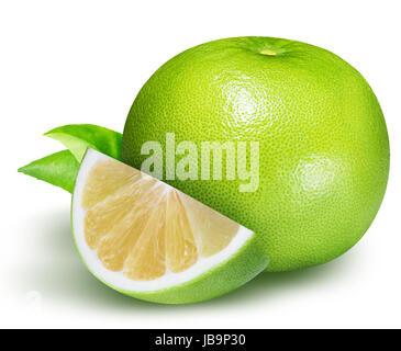 Mein süßer, grüne Grapefruit isoliert auf weißem Hintergrund mit Beschneidungspfad Stockfoto