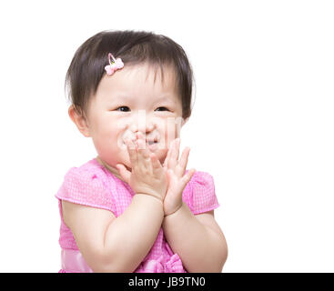 Asiatische Mädchen Hand klatschte Stockfoto