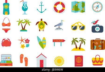 Reihe von Sommer-Icons. Stock Vektor