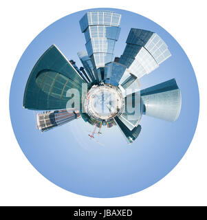 kleine Planeten - urban sphärischen Ansicht der Stadt Moskau isoliert auf weißem Hintergrund Stockfoto