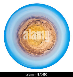 kleine Planeten - isoliert auf weißem Hintergrund sphärische Ansicht von Bergland in der Nähe von Petra in Jordanien Stockfoto
