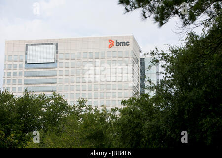 Ein Logo Zeichen außerhalb der Hauptsitz der BMC Software in Houston, Texas, am 27. Mai 2017. Stockfoto