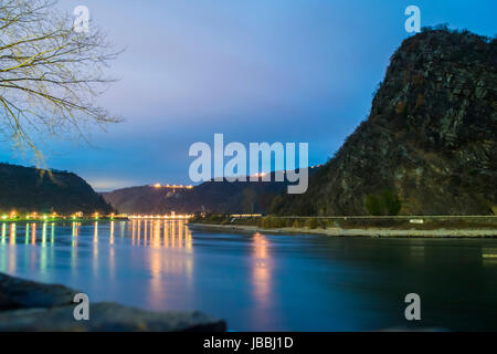 Lorelei-Felsen am Rhein Fluss, Deutschland Stockfoto