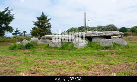 Galerie-Grab in Ile Grande in der Bretagne, Frankreich Stockfoto