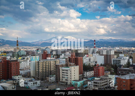 Die Skyline der Stadt Port Stadt Aomori, Nord-Japan, Tōhoku-Region. Stockfoto