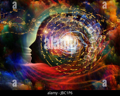 Geometrie der Seele-Serie zwei. Zusammenspiel von menschlichen Profil und abstrakte Elemente zum Thema Spiritualität, Wissenschaft, Kreativität und menschliche Geist Stockfoto