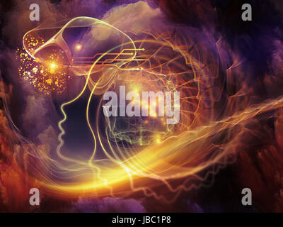 Geometrie der Seele-Serie zwei. Zusammenspiel von menschlichen Profil und abstrakte Elemente zum Thema Spiritualität, Wissenschaft, Kreativität und menschliche Geist Stockfoto