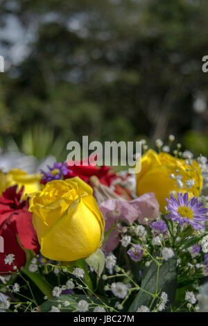 Blumenstrauß auf einer Hochzeit Stockfoto