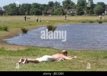 London UK. 10. Juni 2017.  Menschen genießen den Sonnenschein und warmem Wetter auf Wimbledon Common Credit: Amer Ghazzal/Alamy Live-Nachrichten Stockfoto