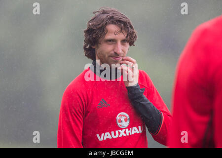 Hensol, Wales, UK. 10. Juni 2017. Joe Allen während Wales Nationalmannschaft Training im Vorfeld der Seite FIFA WM 2018 Qualifikation match gegen Serbien. Picture by Credit: Mark Hawkins/Alamy Live-Nachrichten Stockfoto