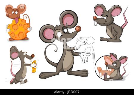 Cartoon Charakter Maus und Käse Stock Vektor