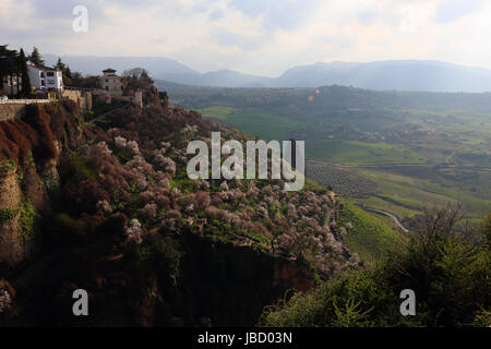 beeindruckende Aussicht auf das Tal in Ronda in Andalusien, Spanien Stockfoto