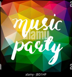 Musik Party Schriftzug - ursprüngliche handgeschriebene Kalligraphie für Ihr Logo, Webseite, Plakat oder Werbung auf hellem Hintergrund polygonale Stock Vektor