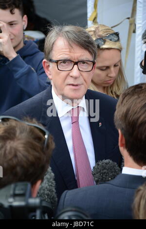 Lord Mandelson reflektiert über den überraschenden Erfolg des Jeremy Corbyn 2017 Wahlkampf. Stockfoto