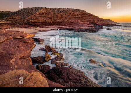 Sonnenuntergang am Pot Alley, Kalbarri National Park, Western Australia, Australia Stockfoto