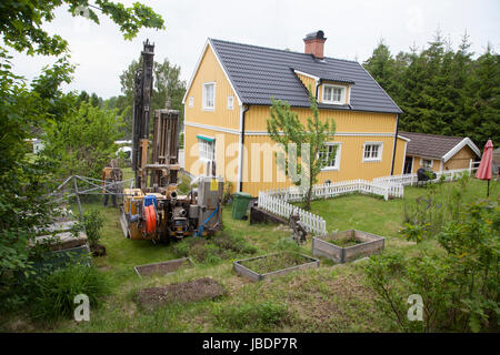 GEOTHERMISCHE Heide 2017 Berg Hitze Bohren Garten villa Stockfoto