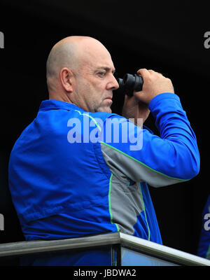 Australien-Trainer Darren Lehmann während der ICC Champions Trophy, Gruppe A Spiel in Edgbaston, Birmingham. DRÜCKEN SIE VERBANDSFOTO. Bilddatum: Samstag, 10. Juni 2017. Siehe PA Geschichte CRICKET England. Bildnachweis sollte lauten: Mike Egerton/PA Wire. Stockfoto