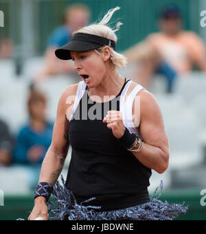 PARIS, Frankreich - 4 Juni: Bethanie Mattek-Sands auf 2017 Roland Garros Grand-Slam-Tennis-Turnier Stockfoto