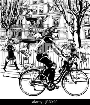 Fahrrad fahren in Paris - Vektor-illustration Stock Vektor