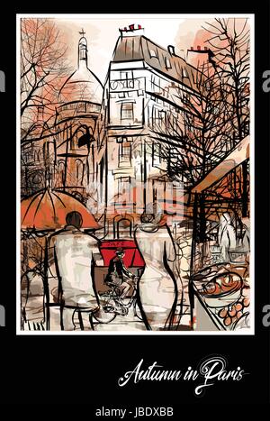 Paris im Herbst - Vektor-illustration Stock Vektor