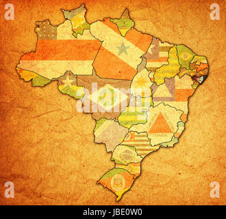 Staates Alagoas auf Administration Karte von Brasilien mit Flaggen Stockfoto