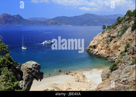 Seelandschaft von Ficajola in den Golf von Porto, Korsika, Frankreich Stockfoto