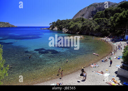 Strand in Calanque de Figuerolles, La Ciotat, Bouches-du-Rhône, Frankreich Stockfoto