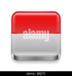 Metall Quadrat mit indonesischen Flagge Farben Stockfoto