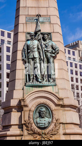 Großen Armee der Republik Mahnmal (Stephenson), Bürgerkrieg, Pennsylvania Avenue, Washington DC.  Geweiht am 3. Juli 1909; Künstler war J. Massey Rhind.  Grand Armee Republik war Bürgerkrieg Veteranen Gruppe von Marine Segler und Soldaten der Armee. Stockfoto