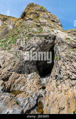 Eingang zur archäologischen Stätte von Paviland Höhle wo die Red Lady Beerdigung entdeckt wurde, Gower, Wales, UK Stockfoto