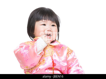 Chinesische Baby Mädchen Finger in Mund saugen Stockfoto