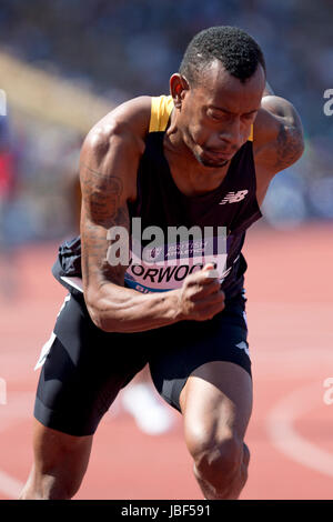 Vernon NORWOOD im Wettbewerb mit den 400m der Männer bei den 2016 IAAF Diamond League, Alexander Stadium, Birmingham, UK, 6. Juni 2016. Stockfoto