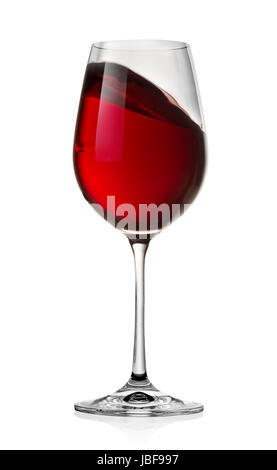 Winken Rotwein in einem Glas isoliert auf weißem Hintergrund Stockfoto