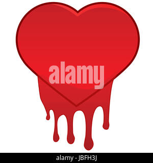 Konzept-Darstellung, die ein rotes Herz bluten Stockfoto