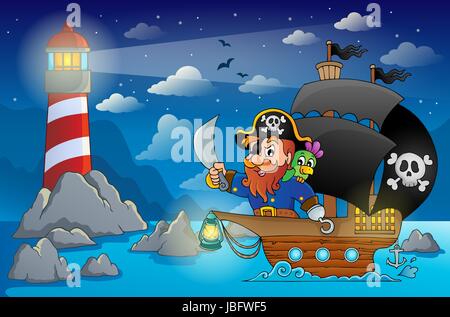 Pirate Ship-Thema-Bild 5 - Bild-Darstellung. Stockfoto