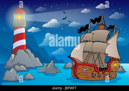 Pirate Ship-Thema-Bild 6 - Bild-Darstellung. Stockfoto