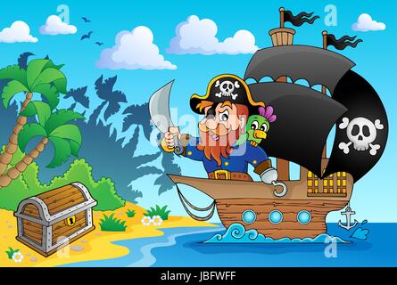 Pirate Ship-Thema-Bild 1 - Bild-Darstellung. Stockfoto