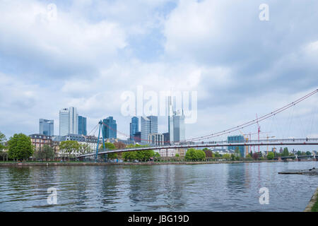 Mainhatten - Frankfurter Hochhäuser am Main Stockfoto